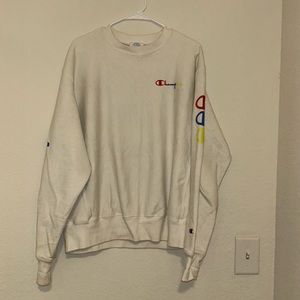 Champion White Rainbow Letter Sweatshirt Large